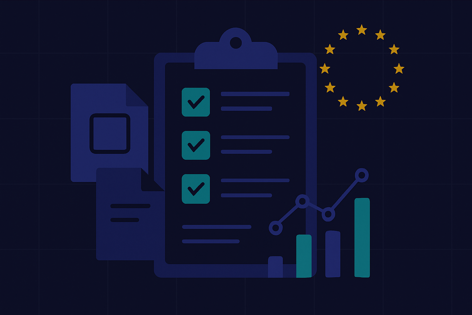 Ilustración editorial: Checklist AI Act para PYMEs en España 2026: los 10 imprescindibles
